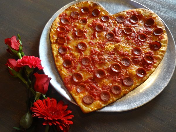 Heart-shaped pizza