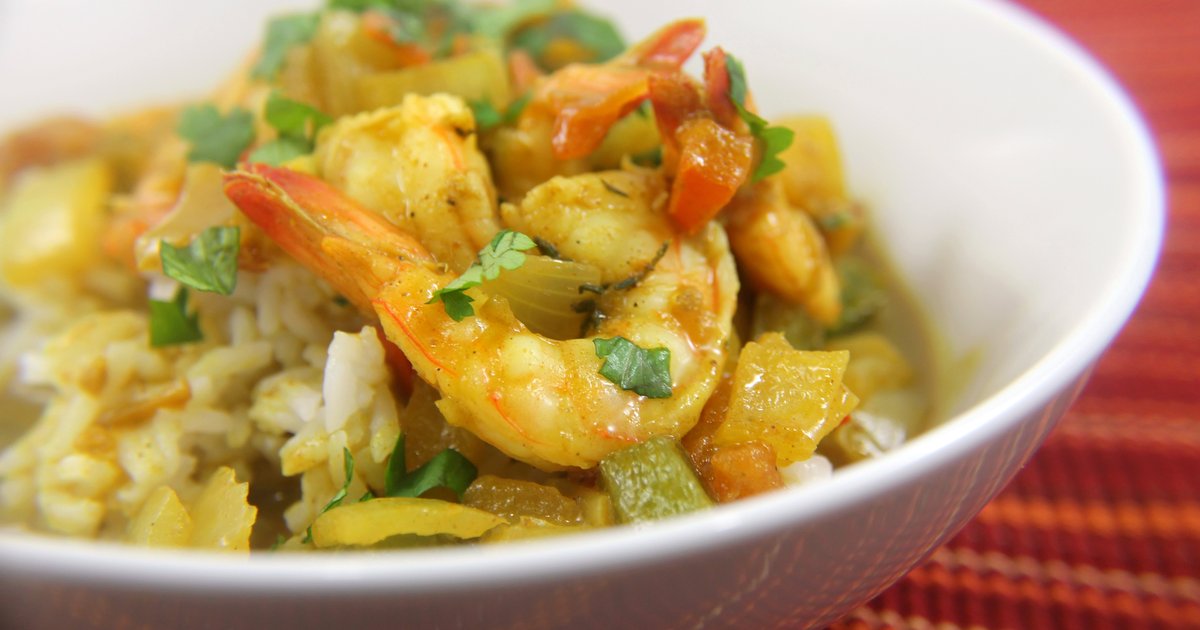 Caribbean Cuisine Week recipe: Curry shrimp in coconut milk.