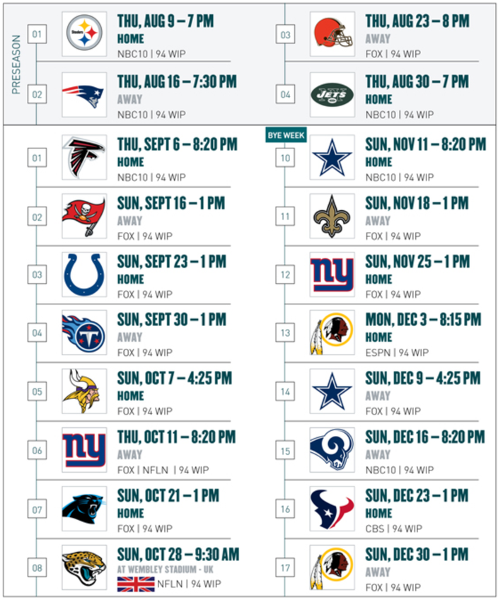 Nfl Schedule 202525 Eagles Rodie Jacklin