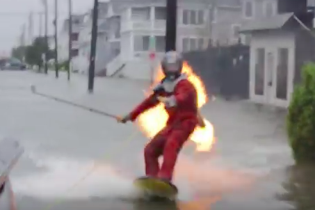 Fire surfing stunt