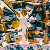 Aerial view of a neighborhood 