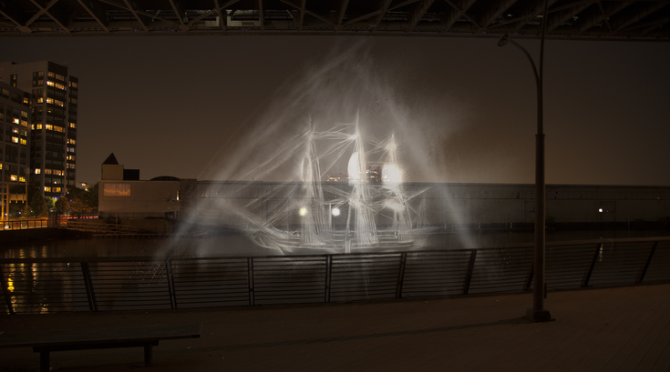 Ghost Ship is a 3D hologram at Race Street Pier