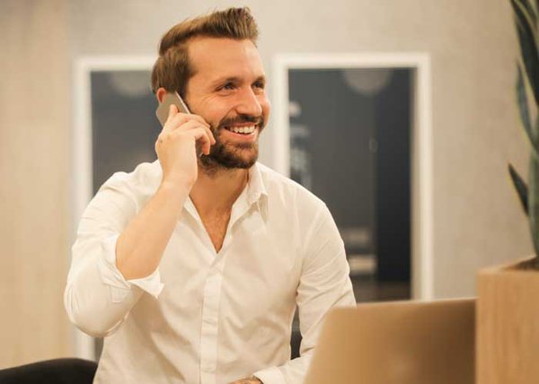 Realtor taking a phone call