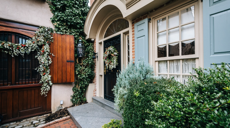 Limited - Houwzer Front Exterior with Blue Shutters