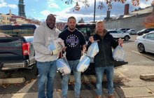 Limited - IBEW members handing out turkeys