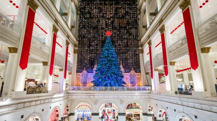 Macys Light Show Dickens Village at Wanamaker Building