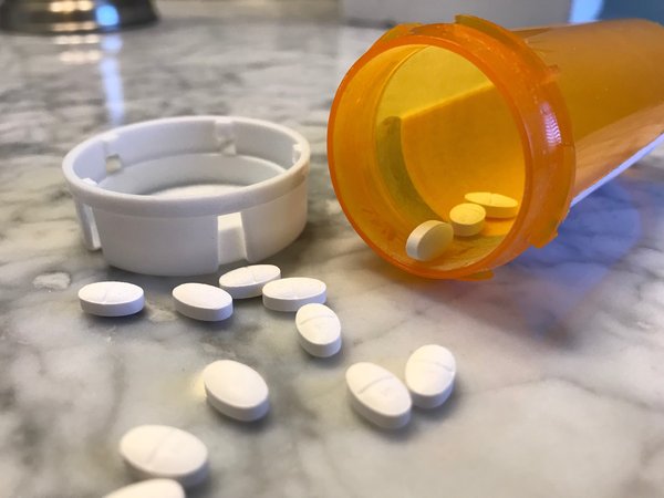 Pills on a counter