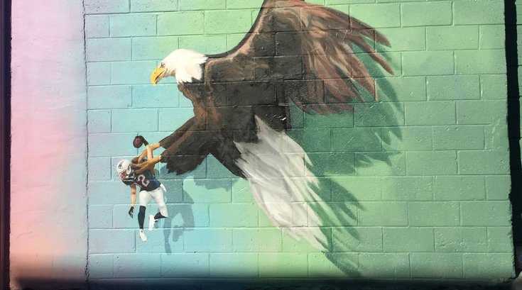 tom brady eagles mural