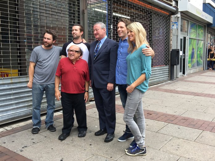 Rob McElhenney, Kaitlin Olson, Charlie Day attend Phillies NLCS game