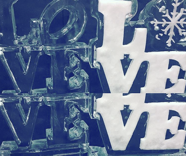 LOVE ice sculpture from Trestle Inn