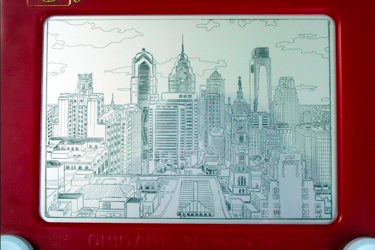 Artist Explains His Insane Etch A Sketch Of Philly Skyline