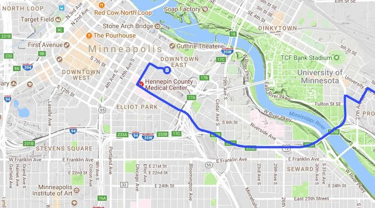 Minneapolis Super Bowl map