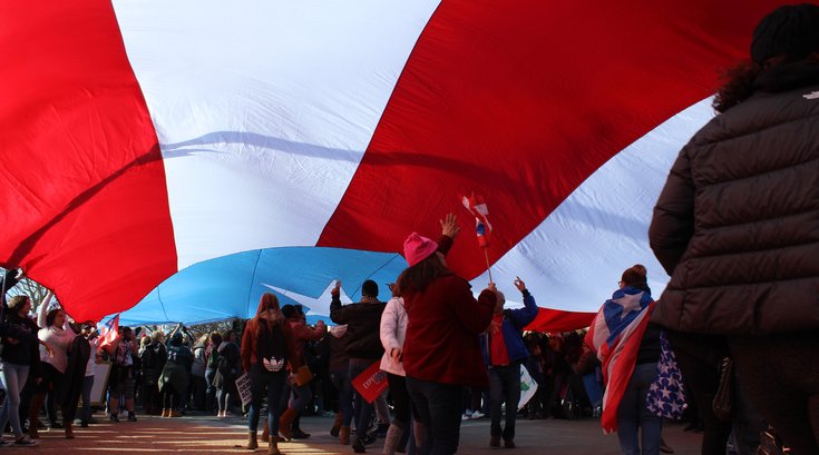 Philly women's march puerto rico flag