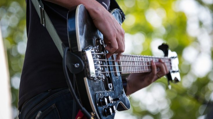 Musician playing outdoors