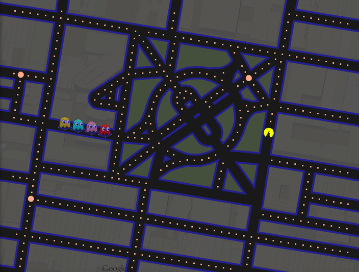 Play Pacman Game by Google - elgooG