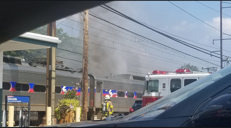 SEPTA train on fire