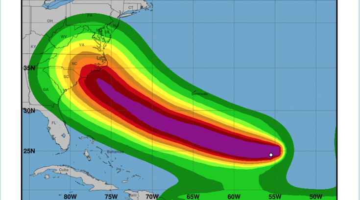 Florence wind speed map