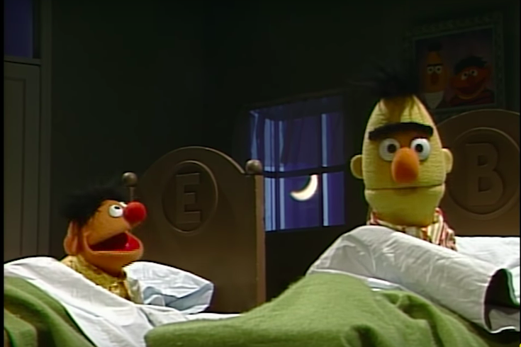 bert and ernie in bed