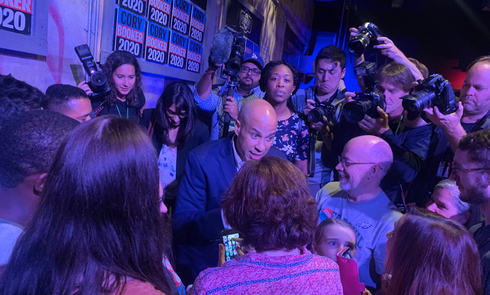 Cory Booker and the crowd 