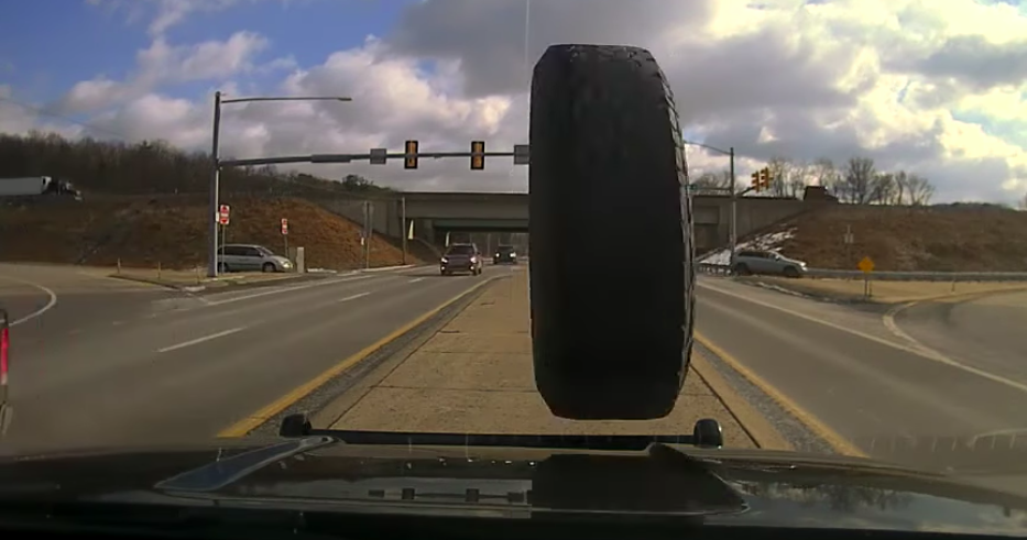 Video shows tire slamming into Centre County police car’s windshield