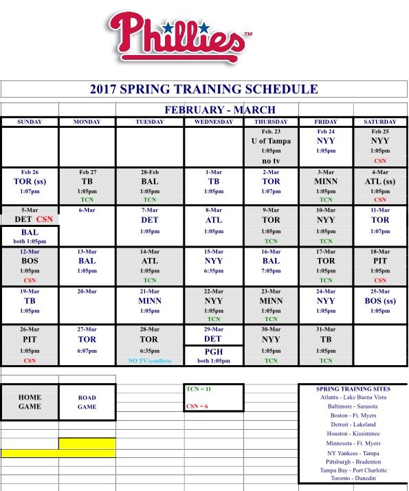 phillies spring training schedule
