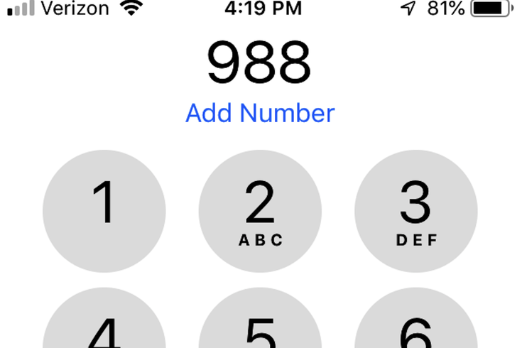 988 - suicide hotline number