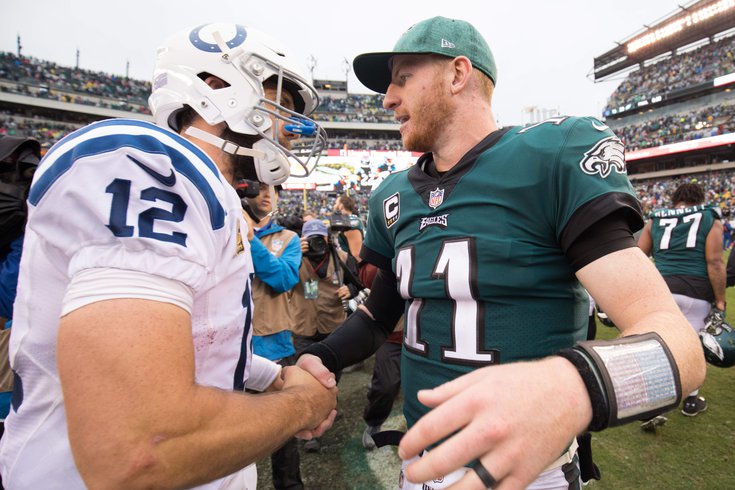 Carson Wentz dons Eagles, Commanders and Colts gear in viral