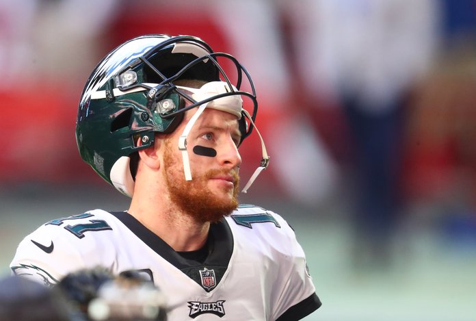 Carson Wentz drops IG picture wearing Eagles helmet, Commanders