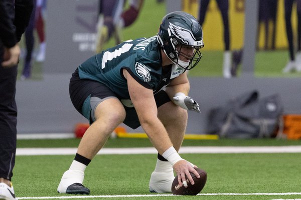 Cam Jurgens learning as much as he can from Jason Kelce during an