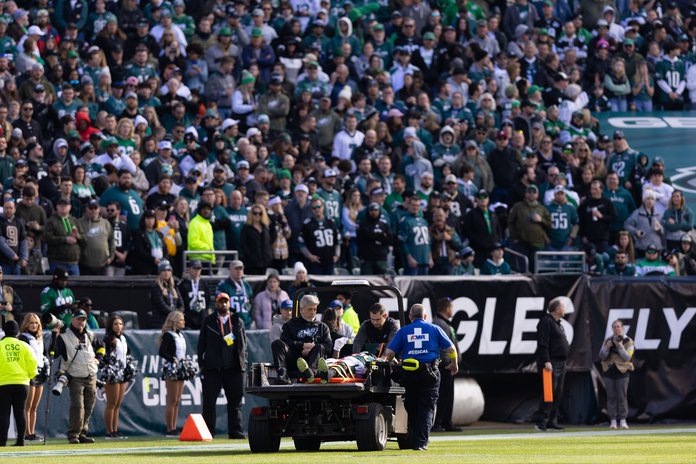 Philadelphia Eagles players carted off after suffering neck injuries have  'movement in all extremities'