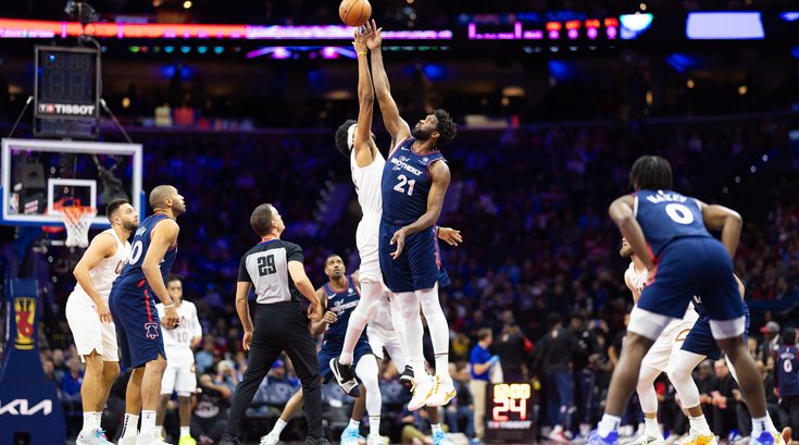 Joel Embiid Jarrett Allen jump ball