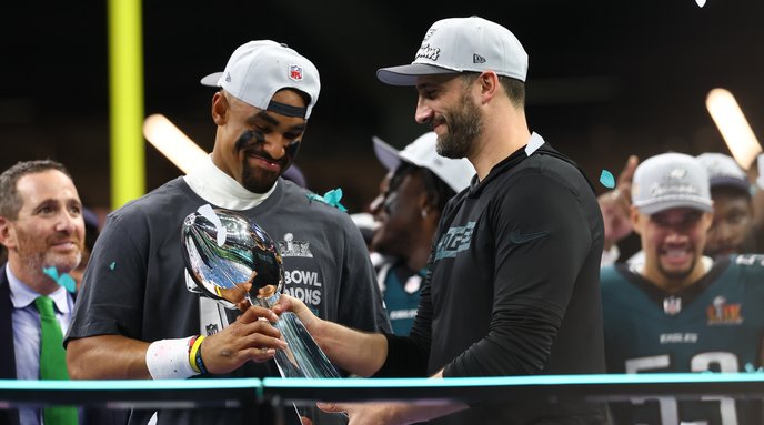 Eagles Nick Sirianni Jalen Hurts Super Bowl LIX Celebration