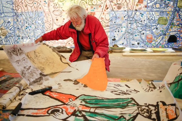 Isaiah Zagar in his studio