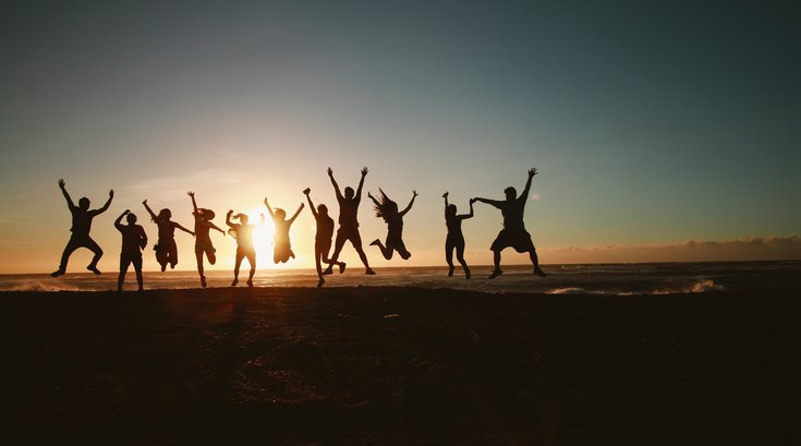 Group of young people on the beach