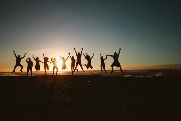 Group of young people on the beach
