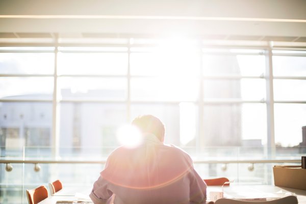 Sitting at Desk with Sunlight