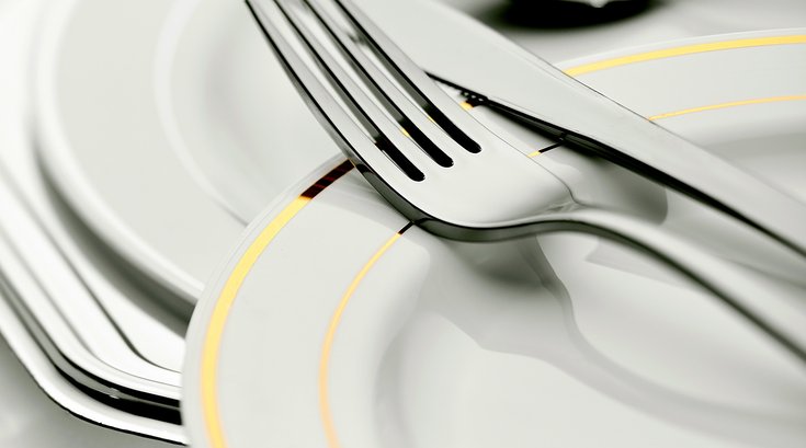 fork, knife and plates for dinner