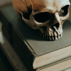 Skull on top of books