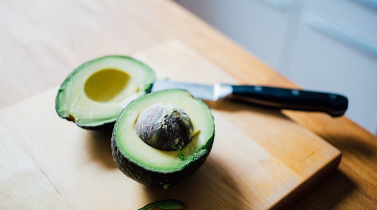 Avocado on cutting board