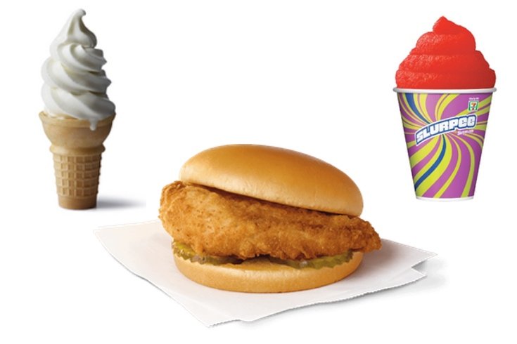 McDonald's ice cream cone, Chick-fil-A entree and 7-Eleven Slurpee
