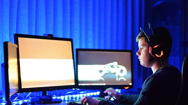 Child playing a video game online