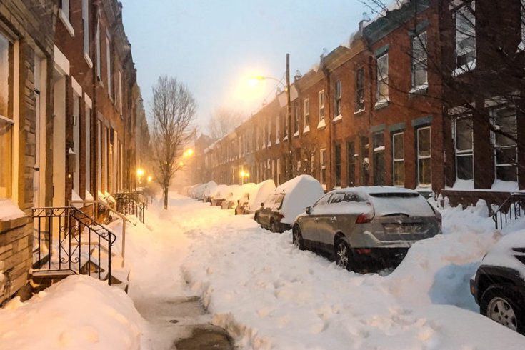 Snowy Street in a city