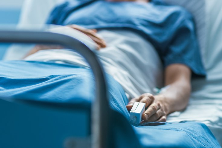 In the Hospital Sick Patient Sleeps on the Bed