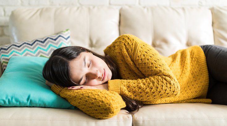 Woman taking a nap on the couch