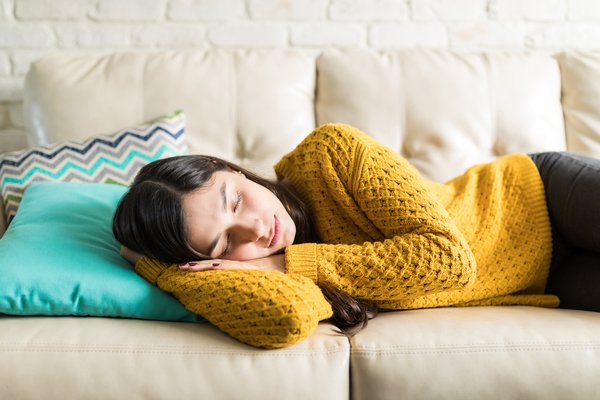 Woman taking a nap on the couch