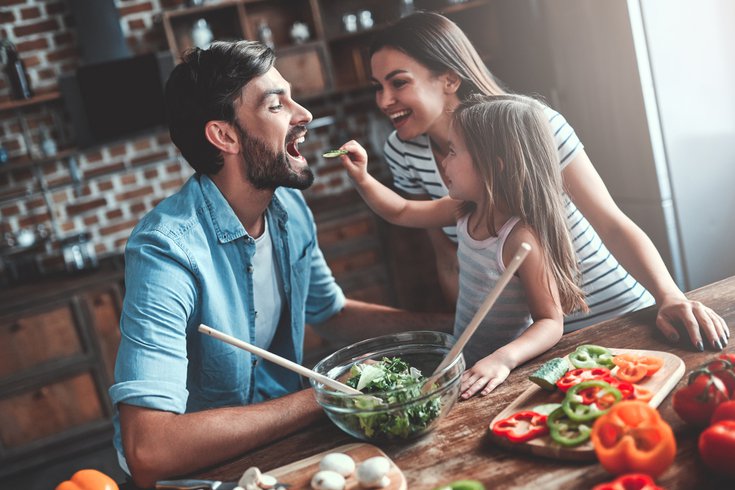 Family cooking a healthy meal