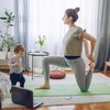 Mom and child workout stock