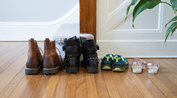 Purchased - Shoes lined up in the foyer