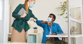 Purchased - Bumping Elbows at Post Pandemic Office