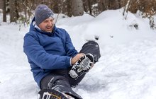 Purchased - Mature male feeling the pain of a strained muscle.